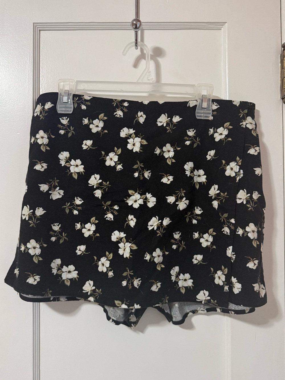 Black Skort with White Floral Print